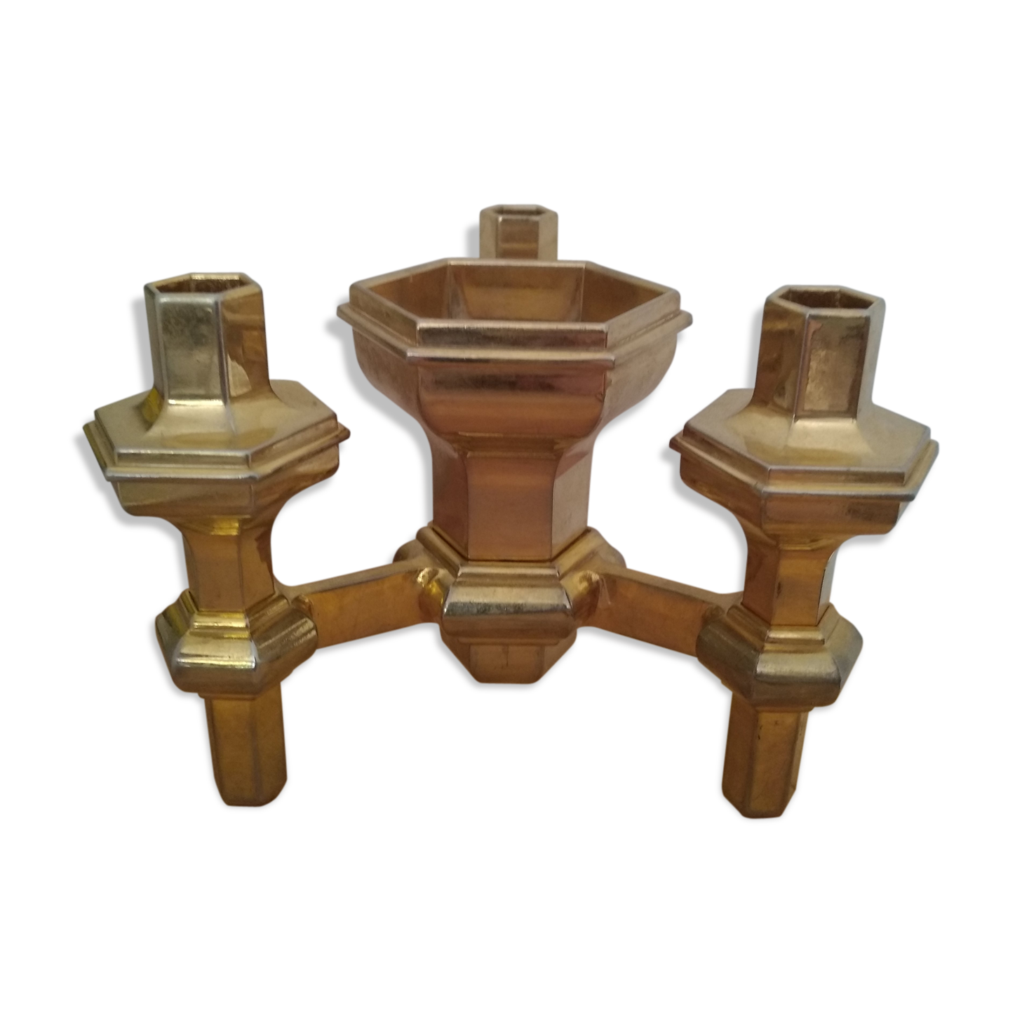 Nagel's golden modular Scandinavian candlestick candlestick