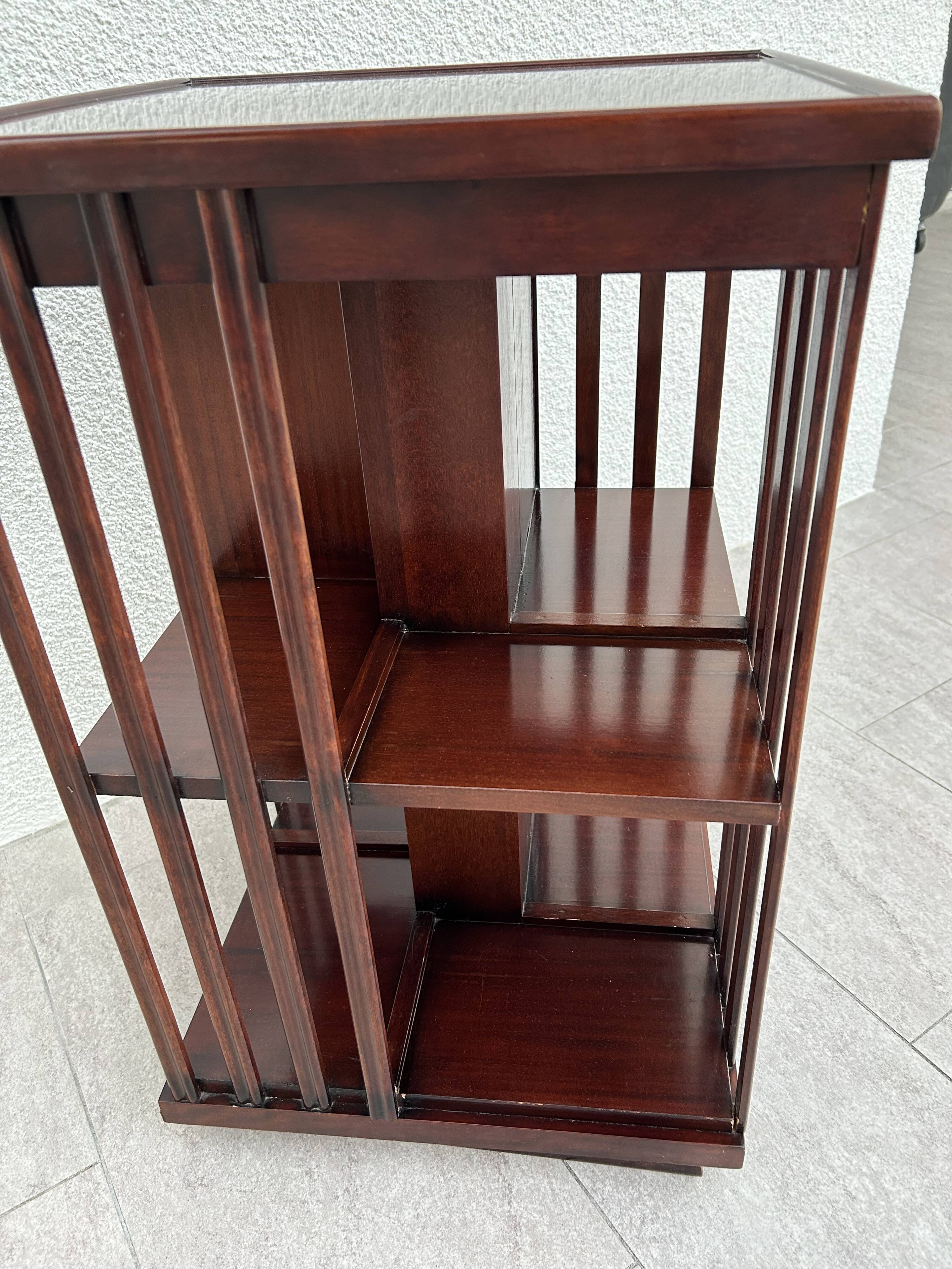 Mahogany rotating bookcase