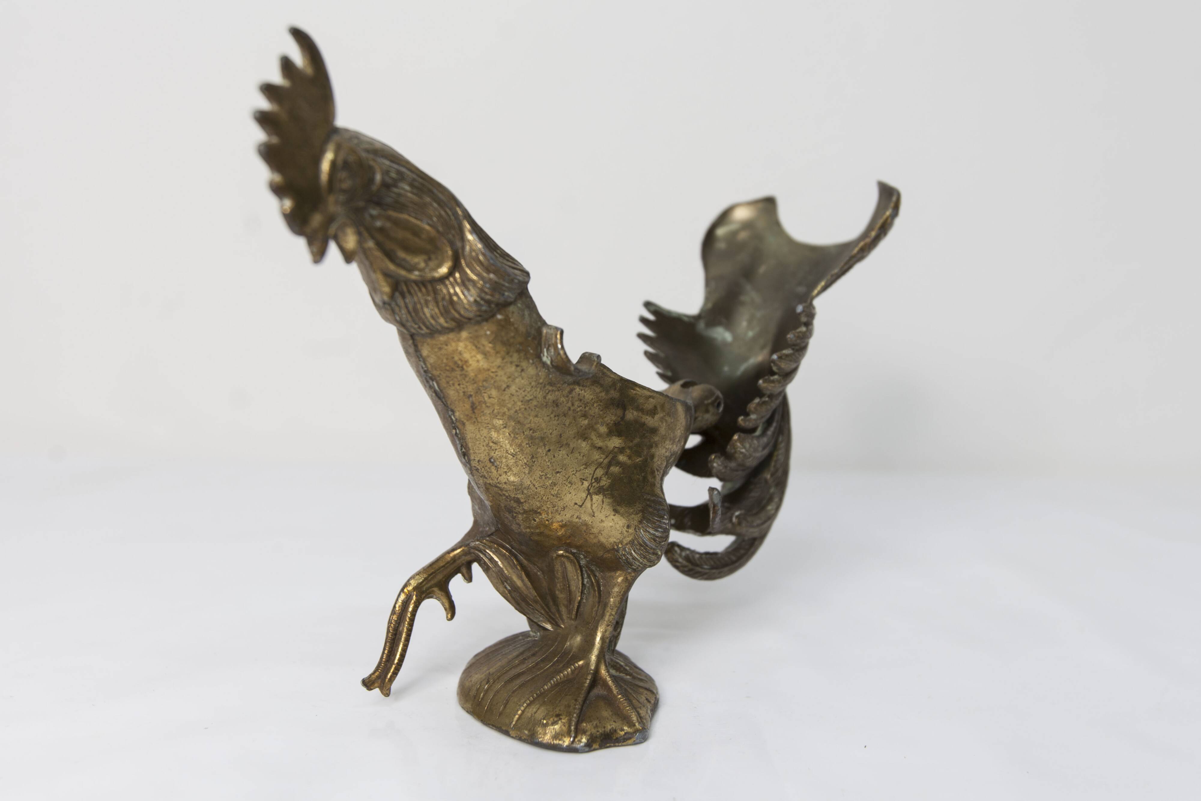 1960 rooster ashtray in spelter signed FC