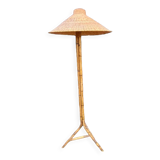 Wicker and rattan floor lamp circa 1960