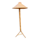 Wicker and rattan floor lamp circa 1960