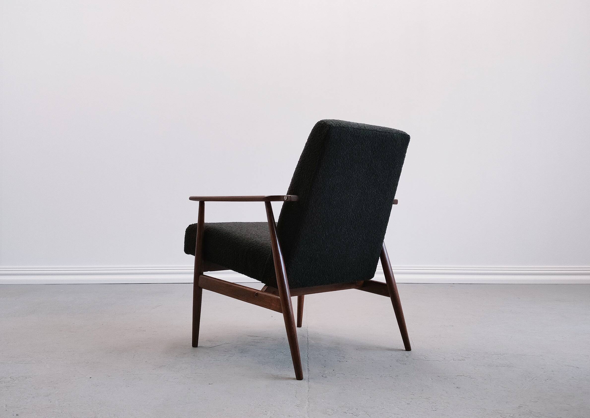 Henryk Lis armchair in black boucle 1960