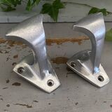 Pair of cast aluminum coat hooks