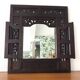 Vintage Indonesian teak shuttered mirror