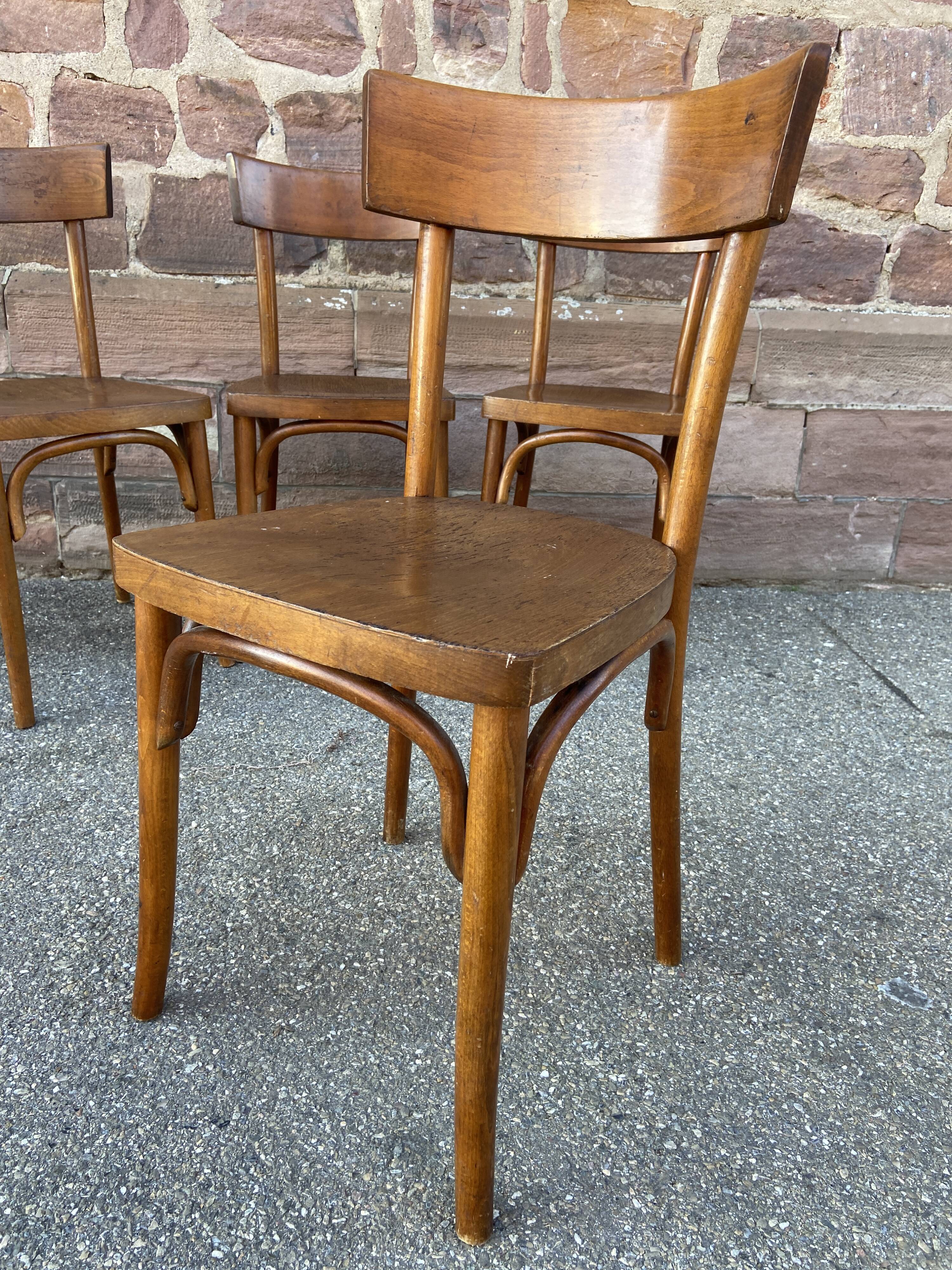 4 curved wooden chairs bistro coffee barter vintage
