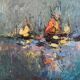 Oil on panel Arcachon Bay Cap Ferret Lighthouse 1970 signed J.Dubroc