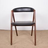 4 Danish chairs in Afromosia and skai model 205 by Thomas Harlev