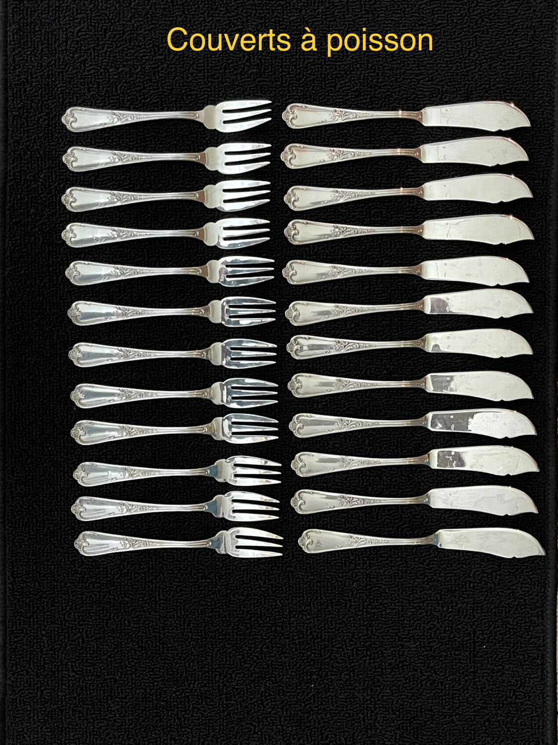 Ercuis cutlery set 131 pieces in metal Louis XV style, rocaille