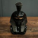 Black ceramic sphinx or pharaoh lamp 1980 brown lampshade