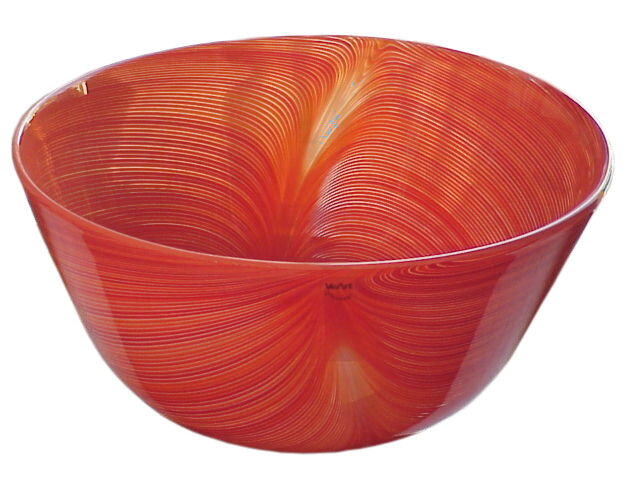 Veart Venice Italy vase "piumato" mezza filigrana design Mario Ticcò years '83