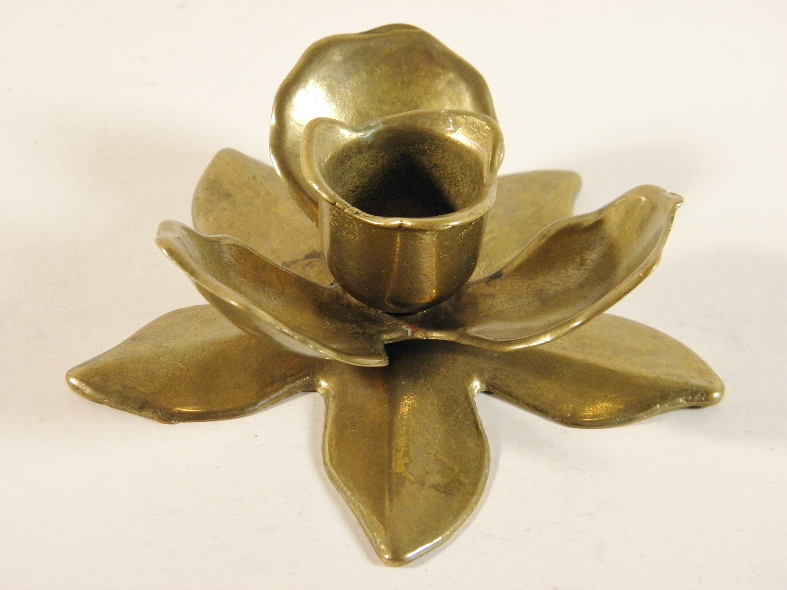 Brass flower candlestick