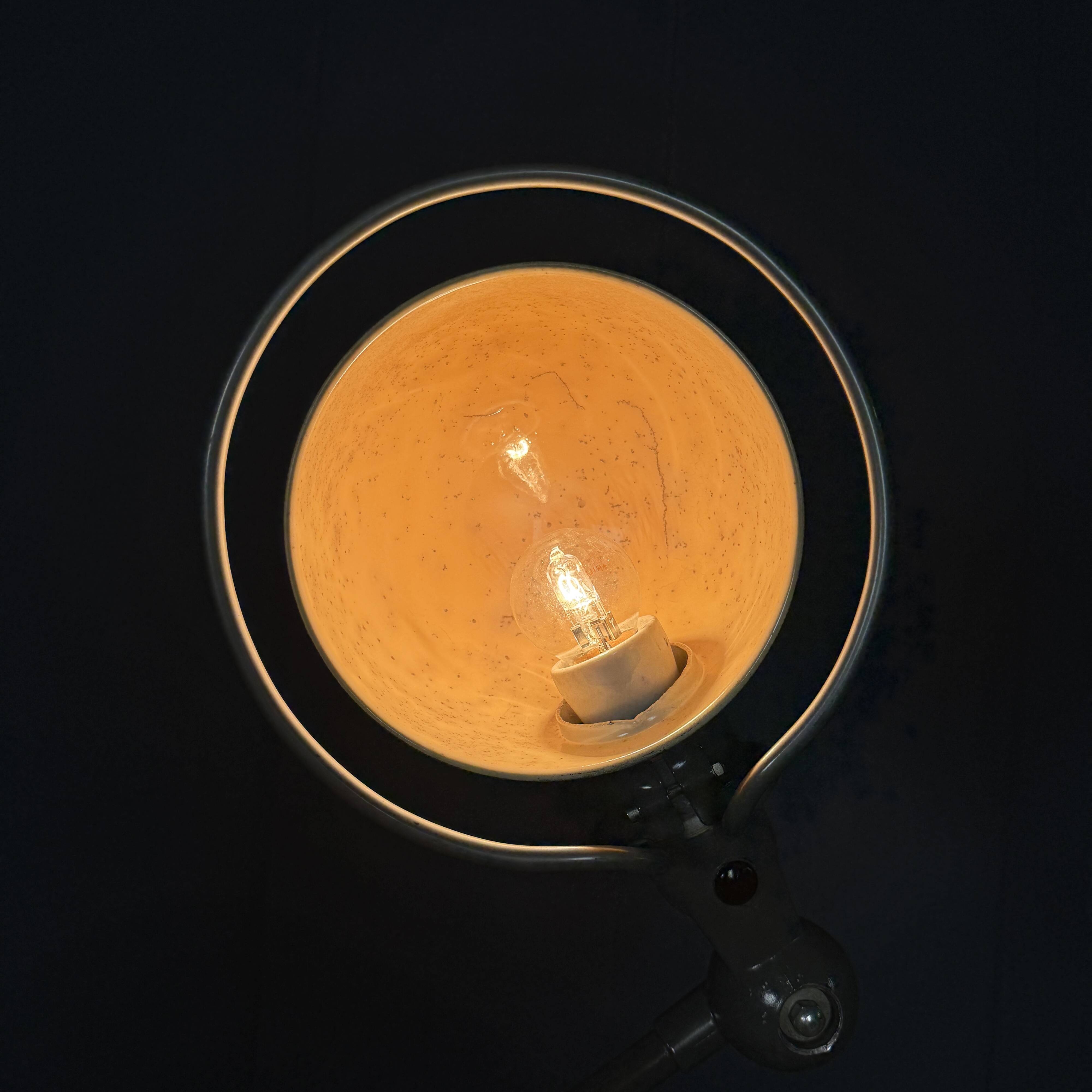 Dark grey Jielde three-arm clamp table lamp