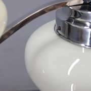 1930s Czech Art Deco chrome chandelier with cream opaline glass shades