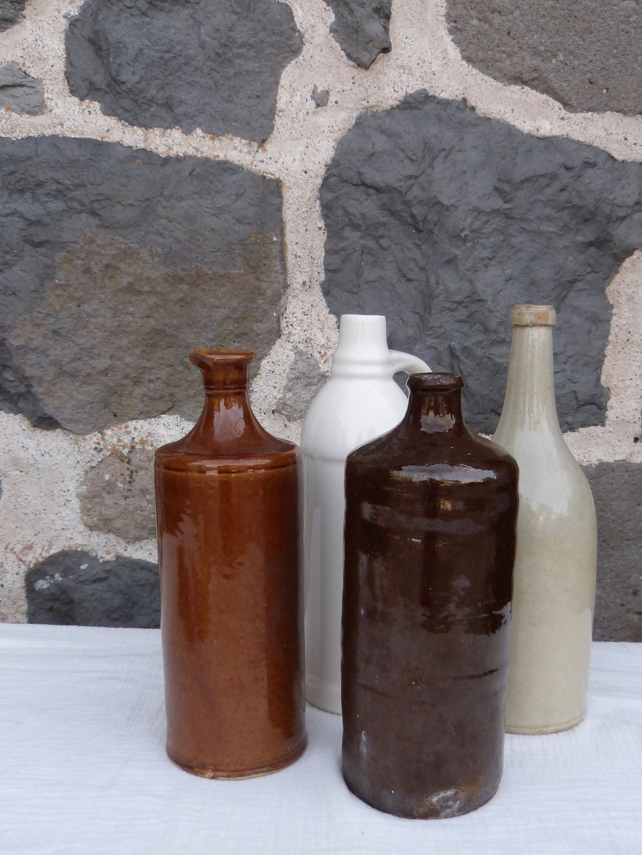 Set of 4 stoneware bottles