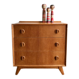 Compass foot chest of drawers in light oak from the 1960s