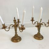 Pair of golden brass candlesticks