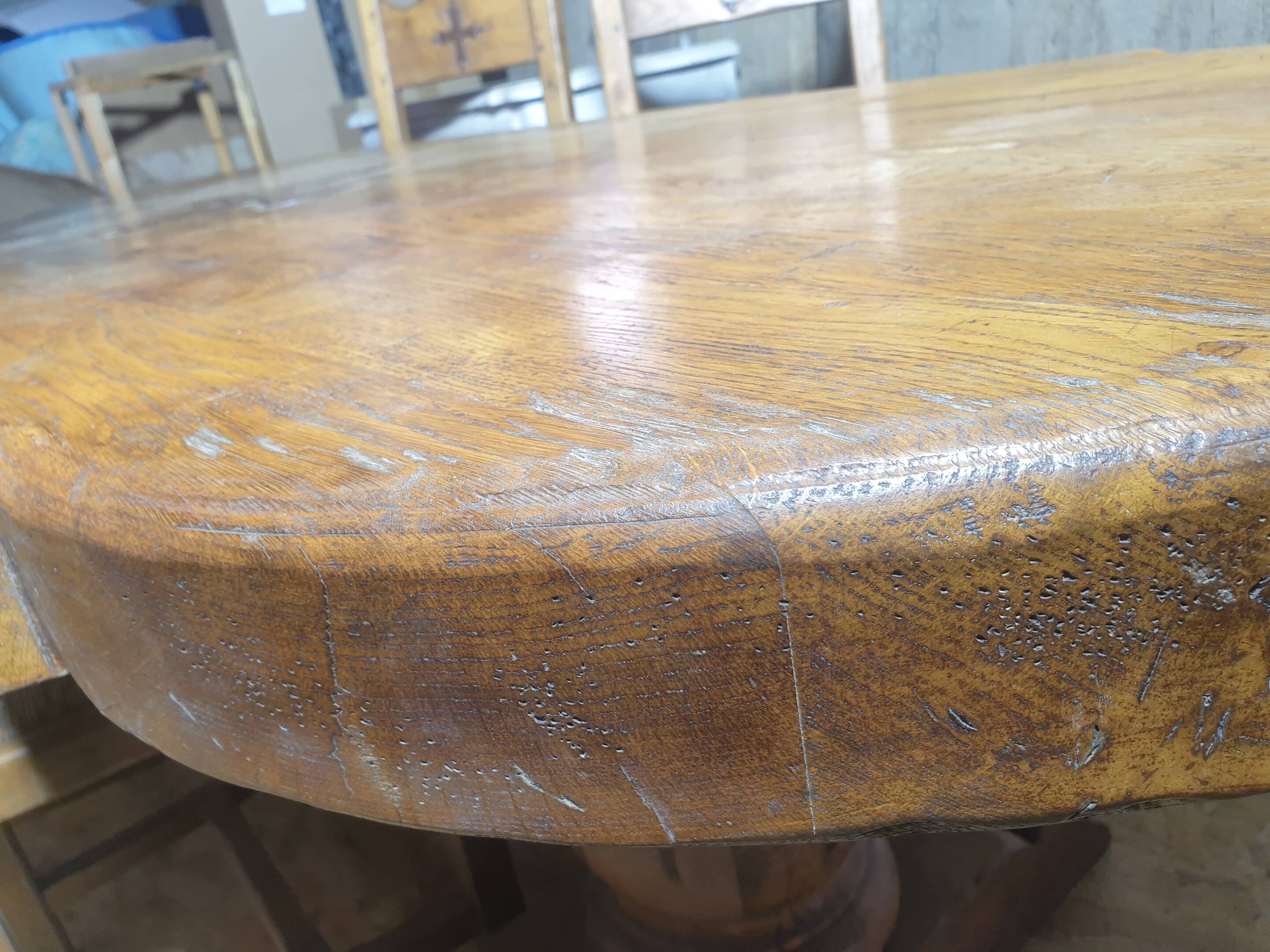 Monastery table with Occitan cross + 4 chairs - 20th century