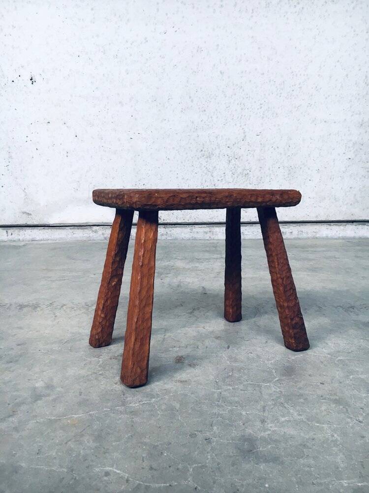 Carved Oak Side Table, 1940s