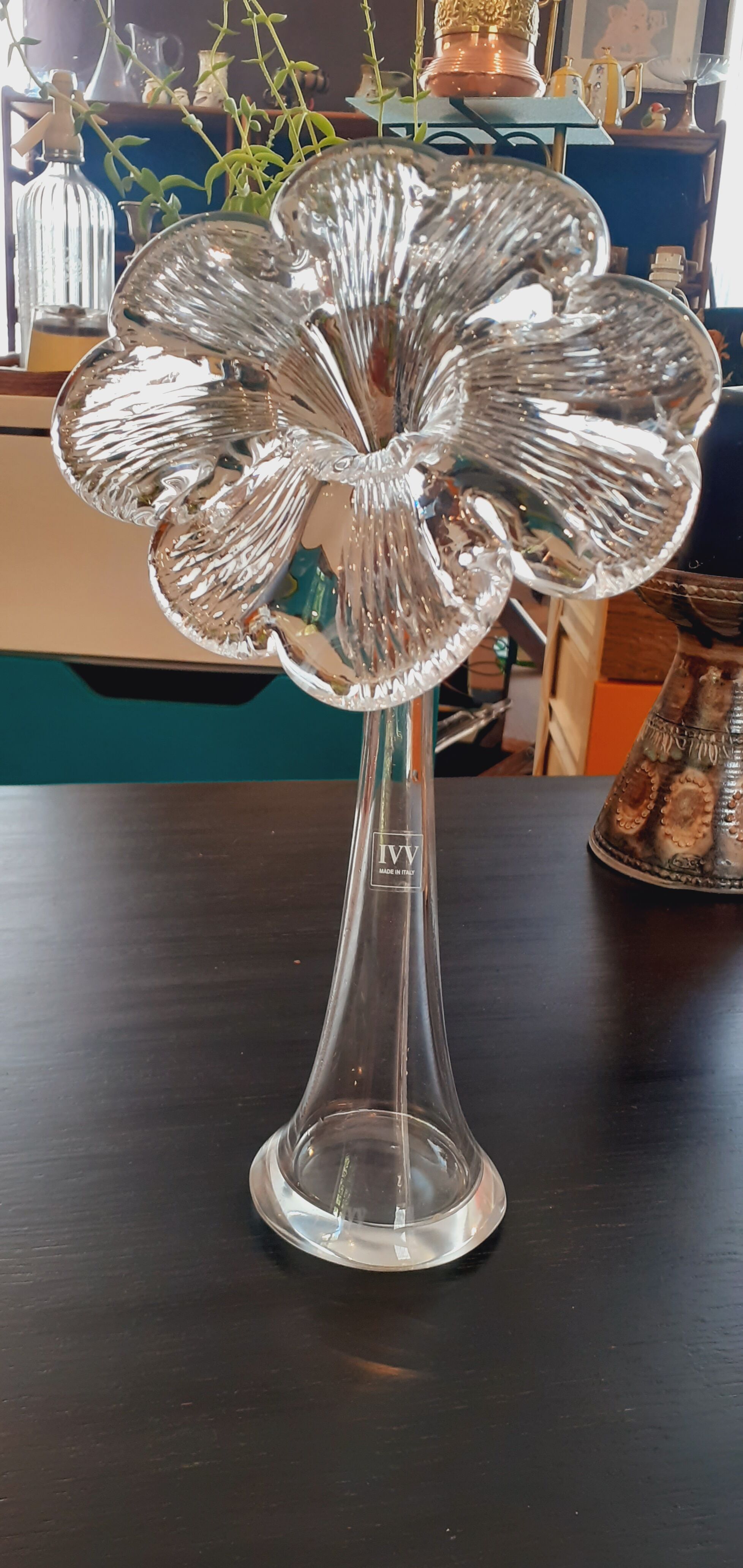 Soliflore vase in blown glass Italian design signed IVV