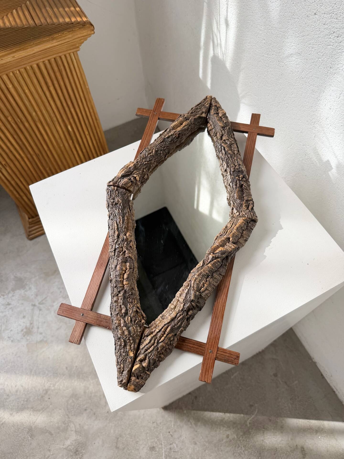 Rustic mirror wood 1900 folk art