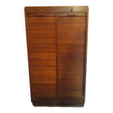 Double oak curtained filing cabinet