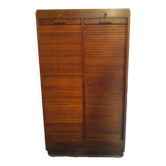 Double oak curtained filing cabinet