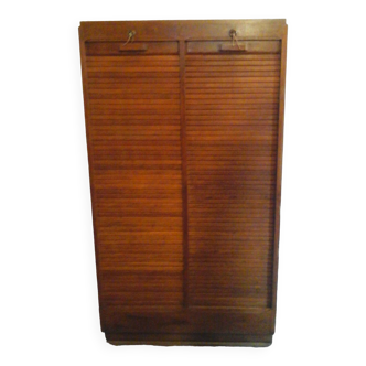 Double oak curtained filing cabinet