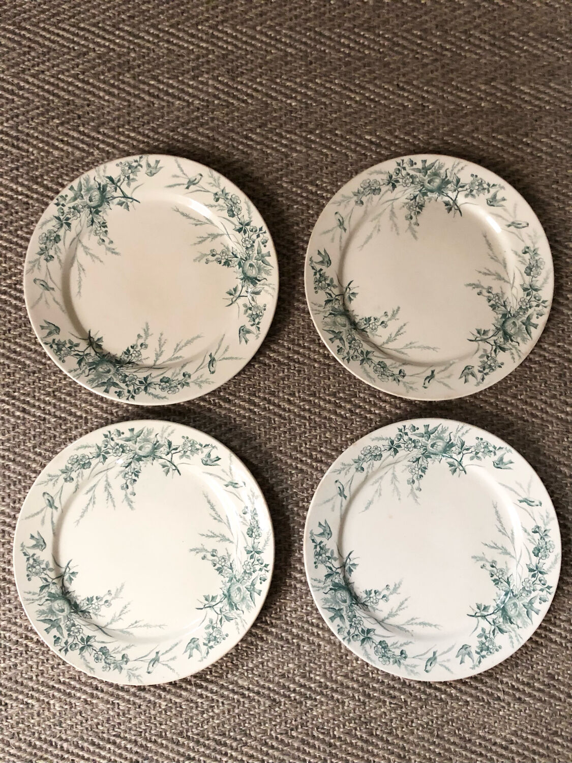 4 plates iron earth Linnet with birds