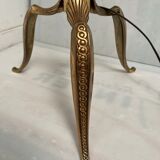 Vintage gilded brass tripod floor lamp