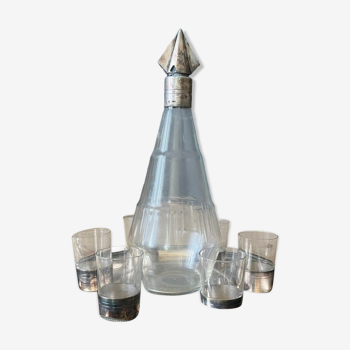Glass and silver-plated liquor service