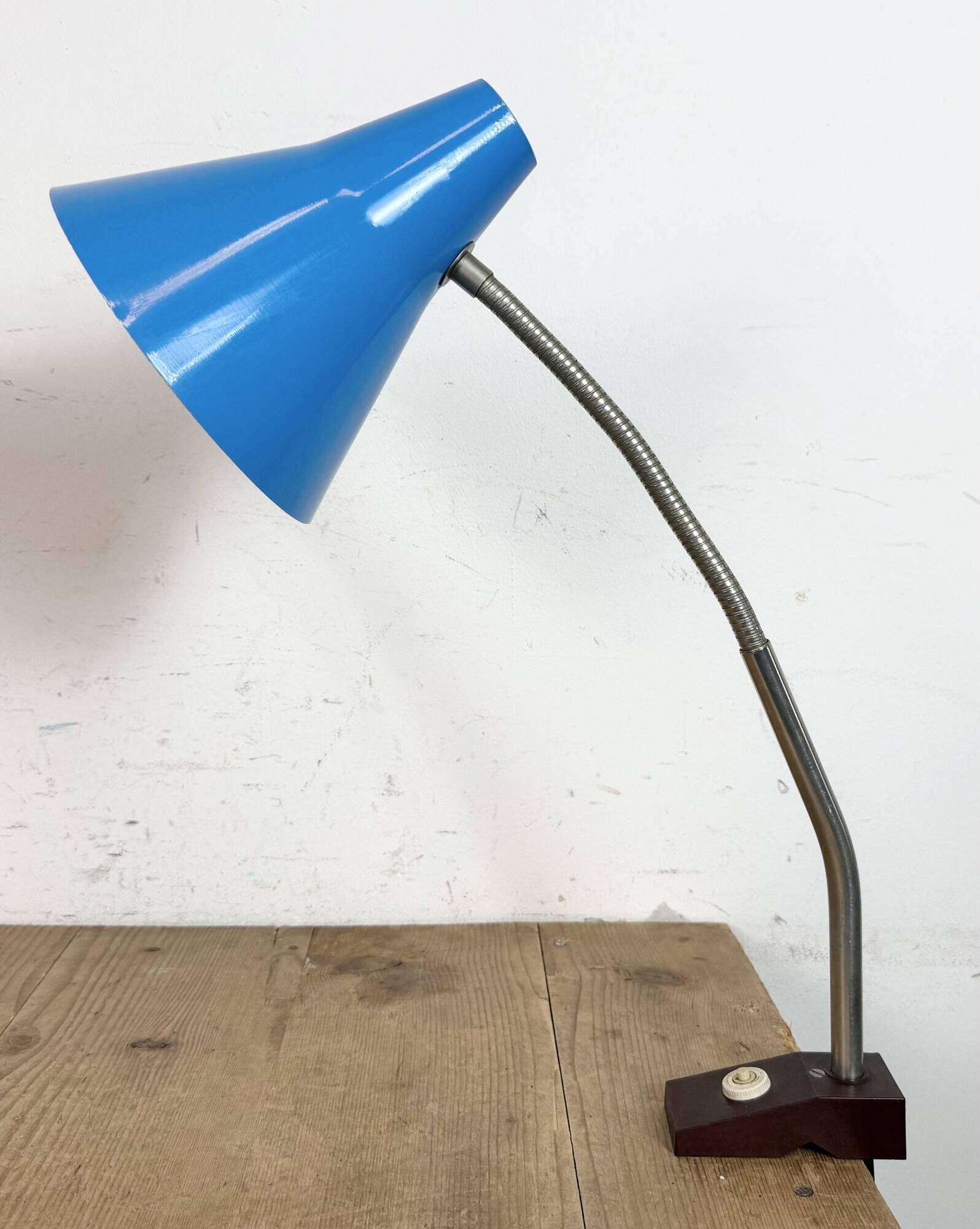 Blue Industrial German Workshop Table Lamp from Reif Dresden, 1960s