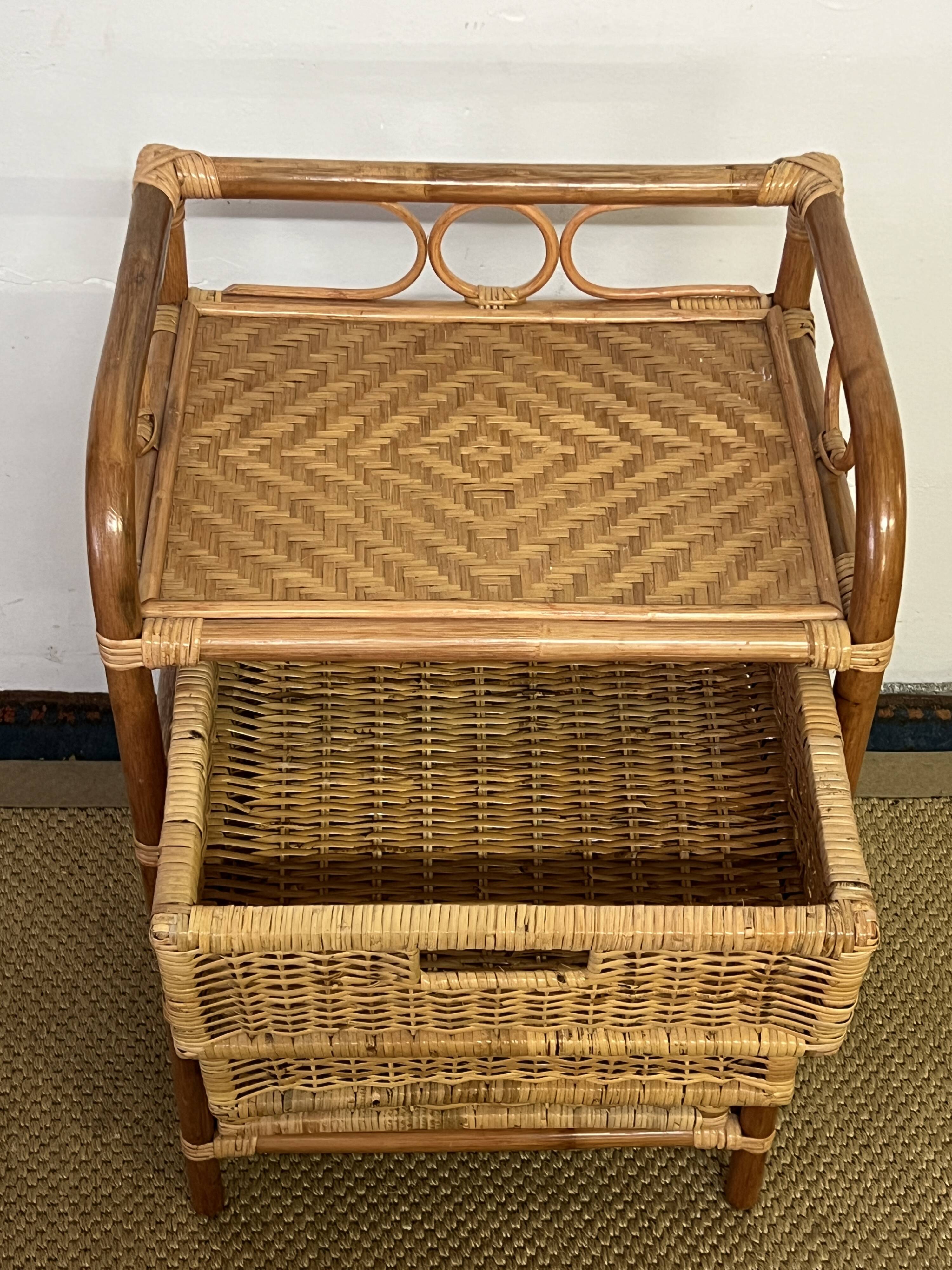 Vintage rattan chest of drawers