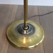 Floor lamp in brushed steel and brass. In the style of Maison Charles