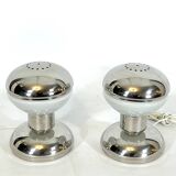 2 lampes de table en chrome et verre Goffredo Reggiani, des années 70