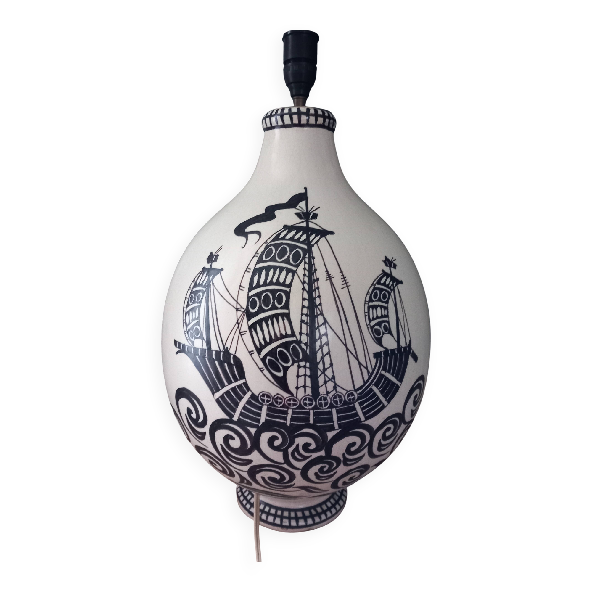 Large Henri Delcourt earthenware lamp base