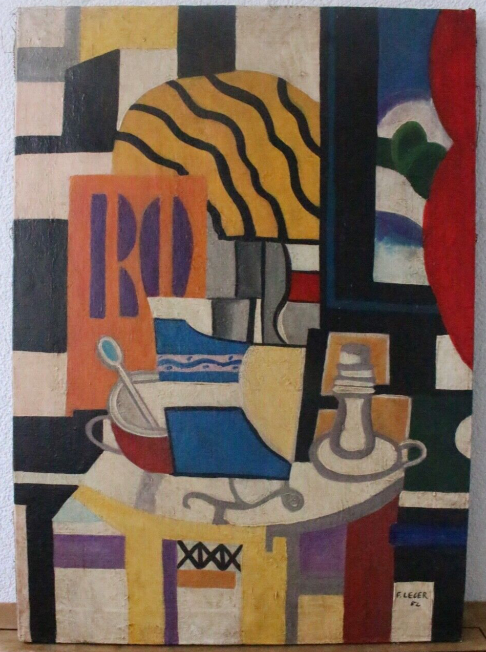 Tableau huile sur toile Fernand Léger cubistes peintre français vieux