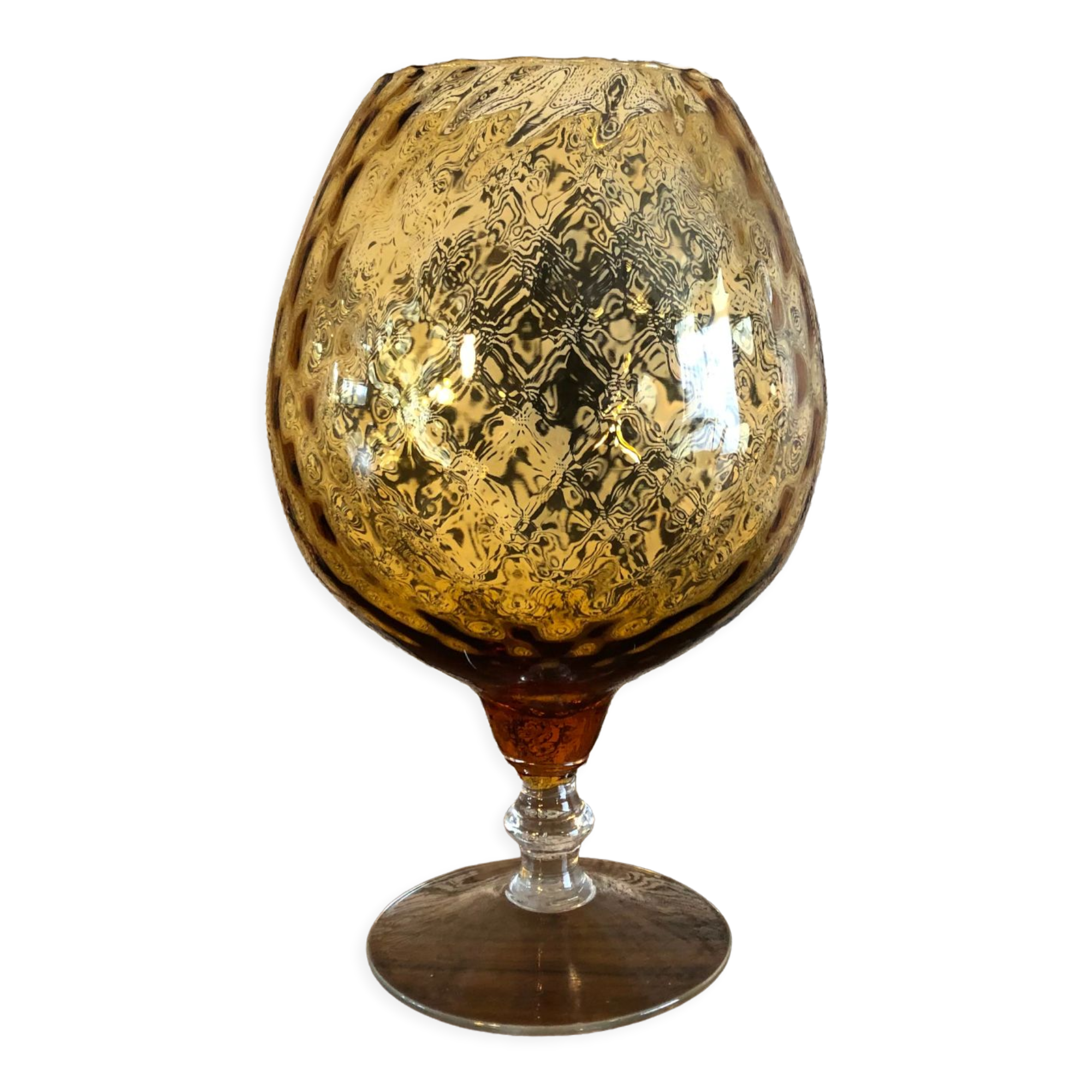 Amber yellow Empoli glass vase Ø20cm