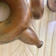 Glazed stoneware sculptural teapot signed