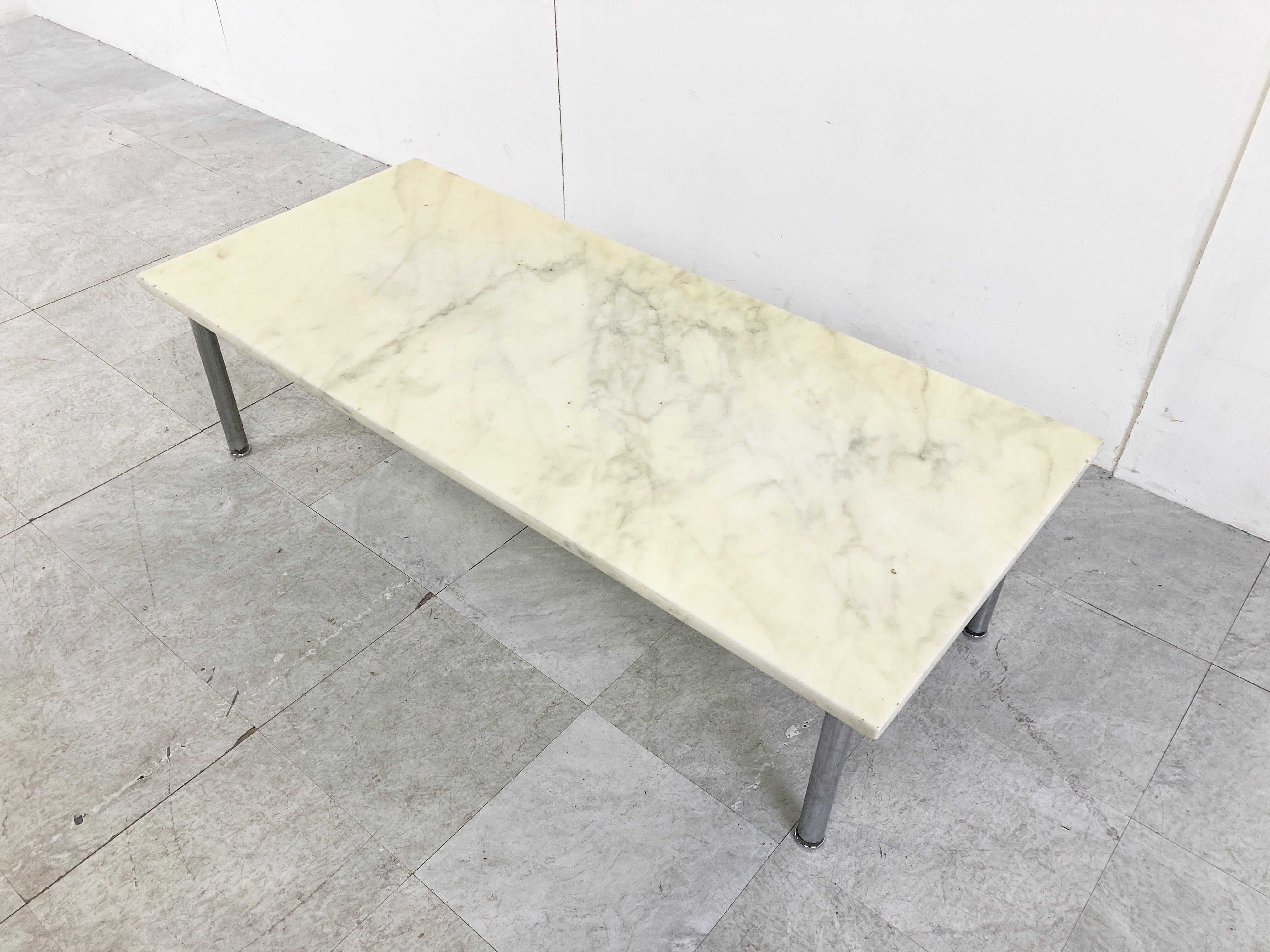 Vintage white marble coffee table, 1960s