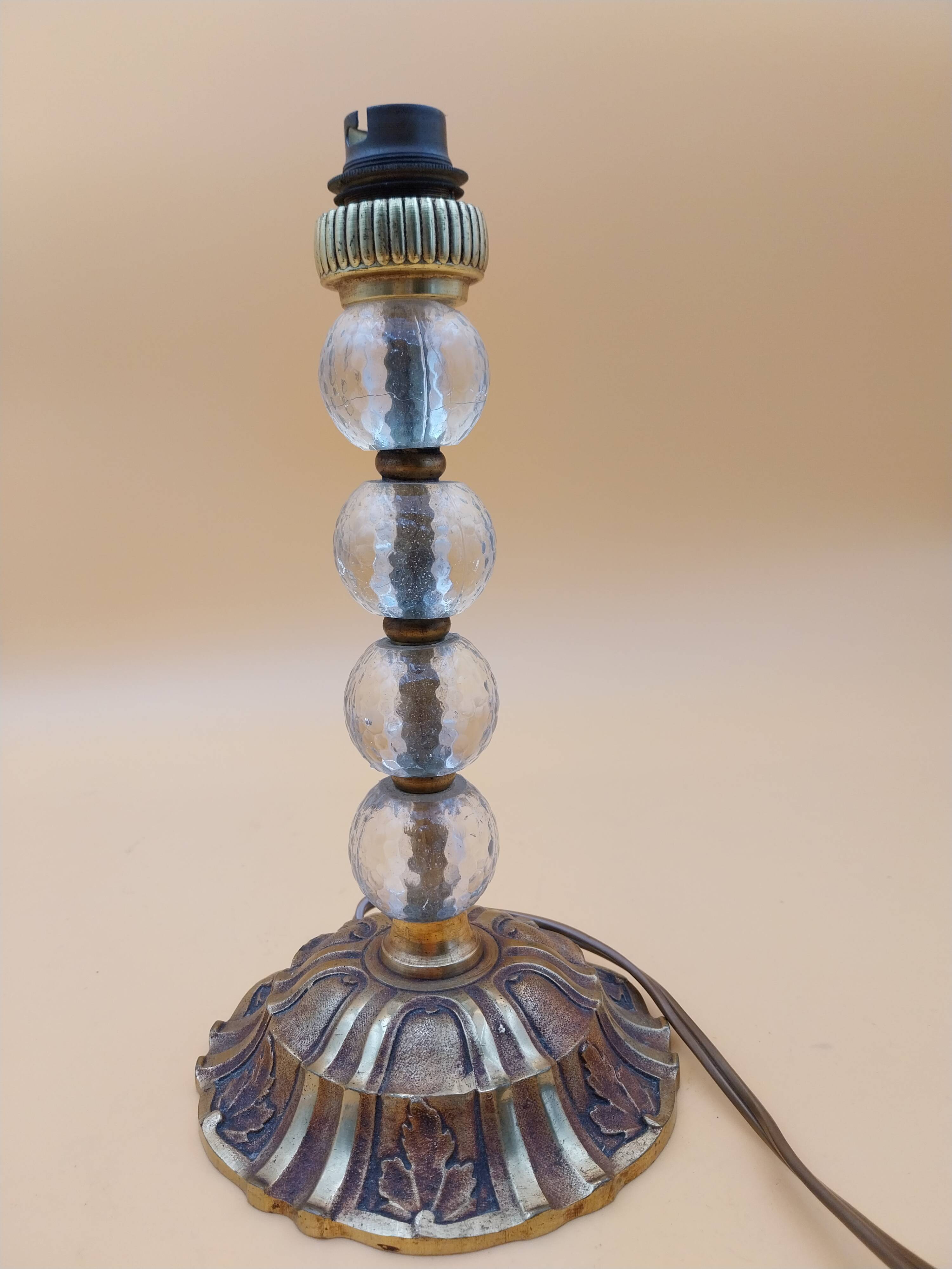 Art Deco lamp in brass and glass