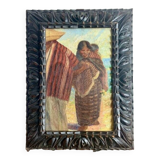 Sublime Oil on canvas "Portrait of a young South American woman and her child"