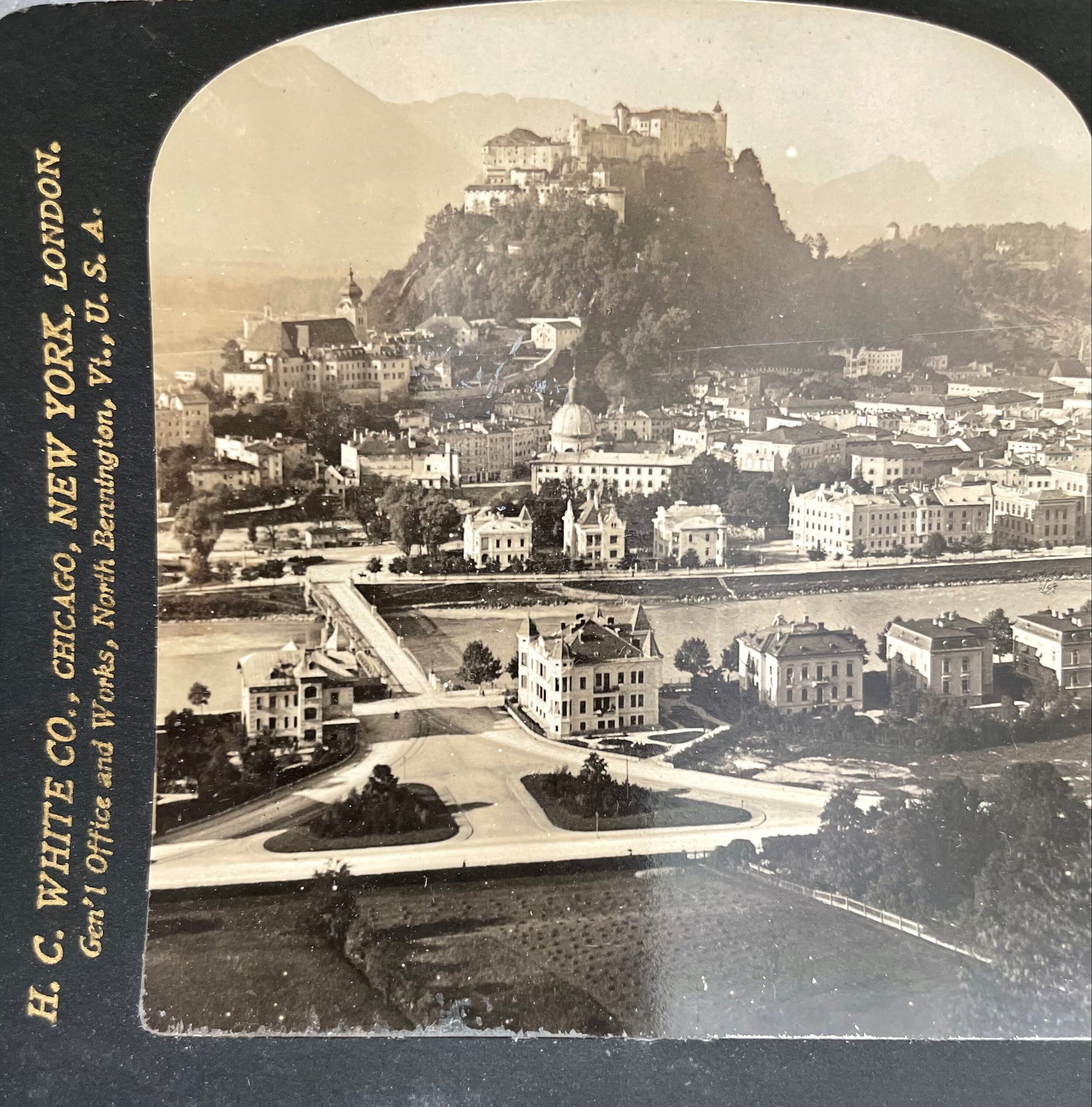 Old photography stereo, stereograph, luxury albumine 1903 Salzburg