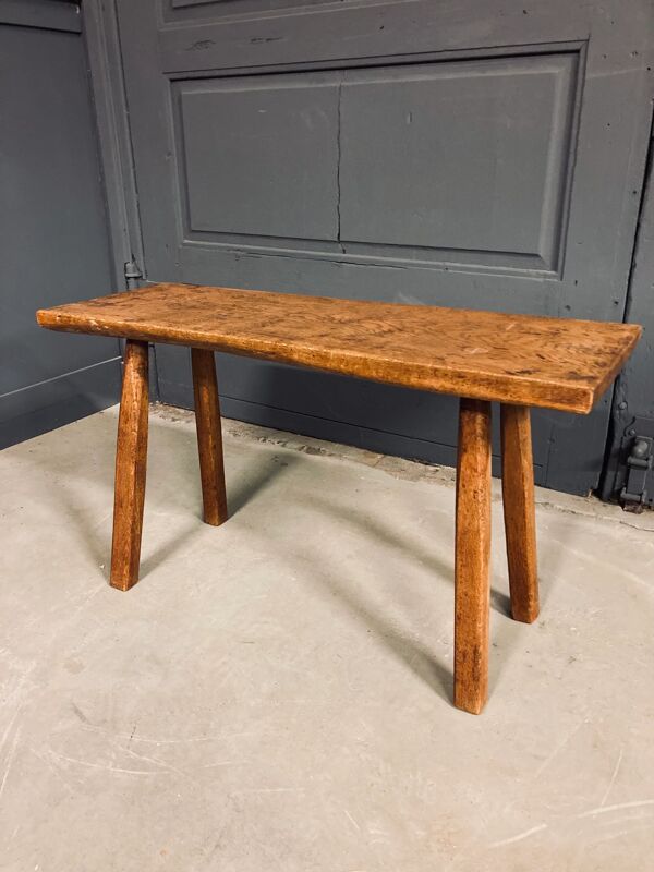 Banc industriel / table de boucher, années 1950, chêne massif