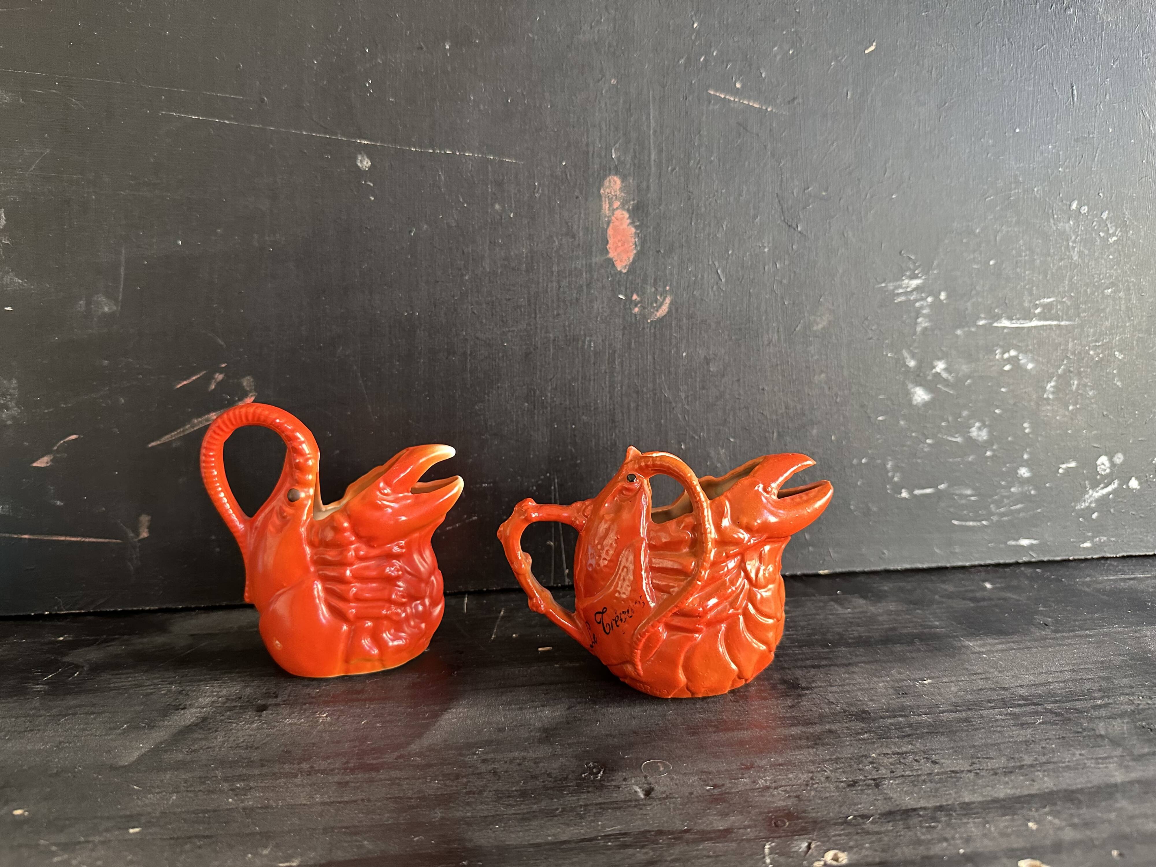 Antique ceramic lobster pitcher from the early 20th century.