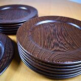 Assiettes de présentation en wengé massif, années 60