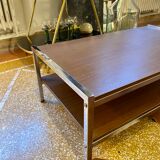 Coffee table in wood and chrome metal from the 70s
