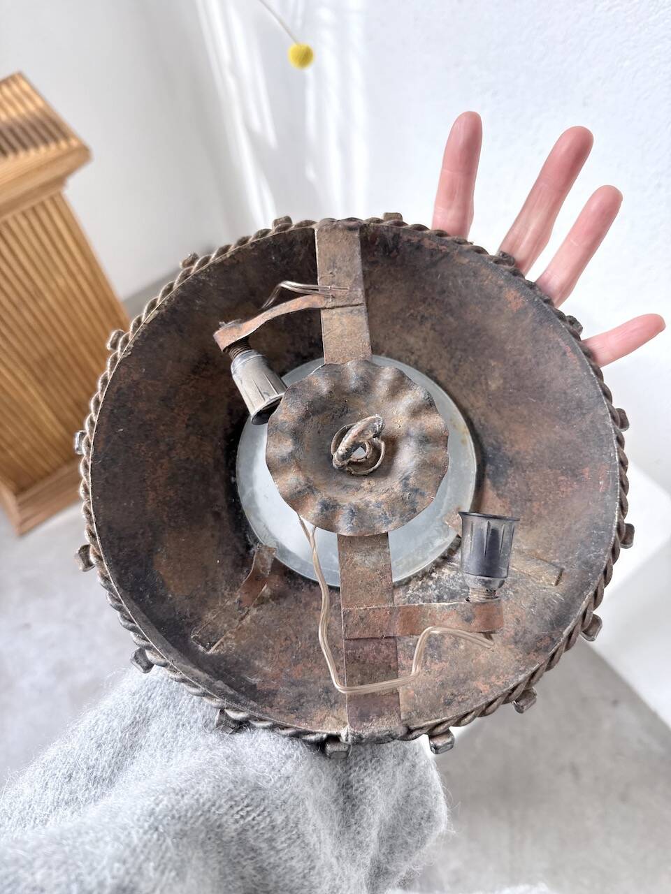 Brutalist "nail" wall sconces