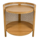 Coffee table made of teak and handcrafted rattan from Indonesia.