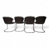 Ensemble de 4 chaises de salle à manger cantilever chromées attribuées à Gastone Rinaldi