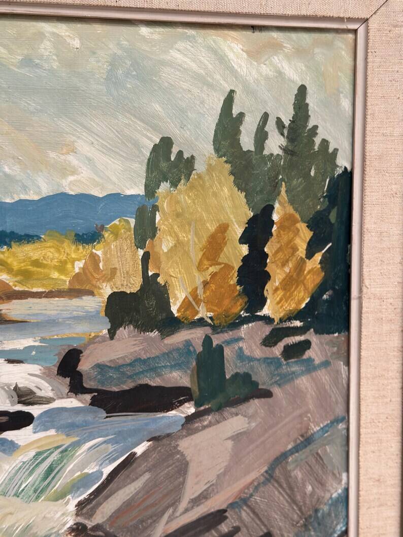 Original Swedish Oil on Panel – “Landscape With Water” by B. Lundqvist – Vintage & Framed – 56 × 48 cm (22" × 18.8")